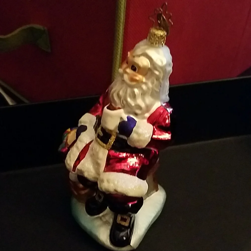 Radko Santa Claus Christmas Ornament Drinking Cocoa or Coffee